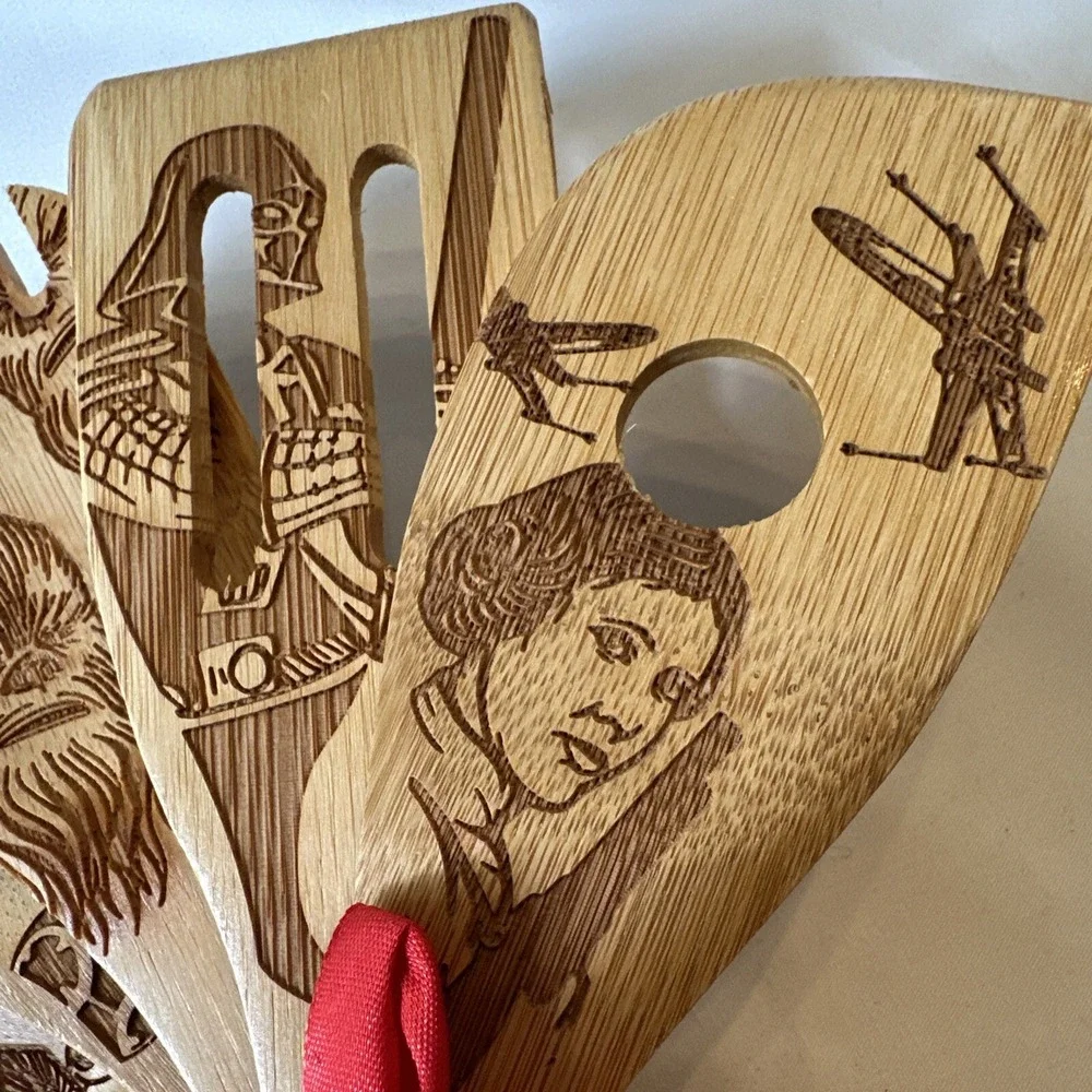 Hygnn 5 Piece Star Wars Bamboo Wooden Cooking‎ Utensils, Home Decor New